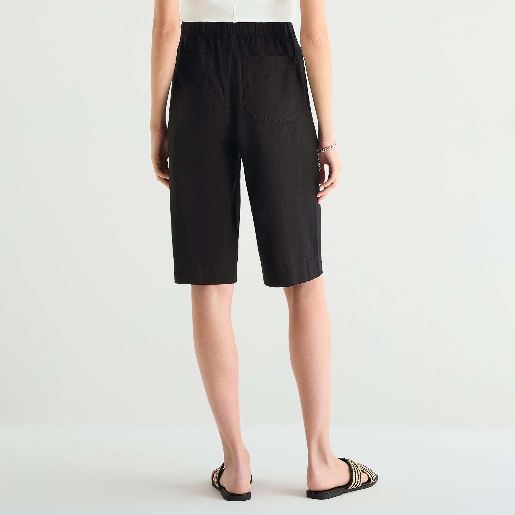 a.n.a Womens Linen Blend Patch Pocket Cropped Pant