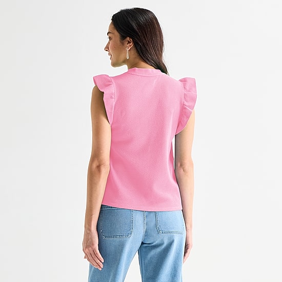 St. John's Bay Womens Crew Neck Short Sleeve Blouse