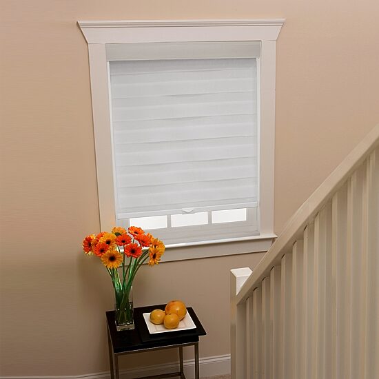 Cordless Celestial Sheer Double-Layered White Zebra Shade 39X72