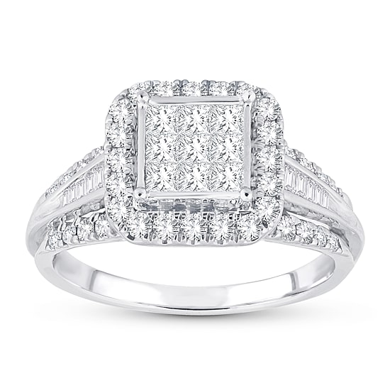 Womens 1 CT. T.W. Natural White Diamond 10K Gold Cushion Engagement Ring