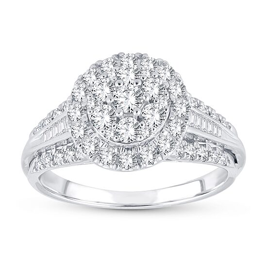 Womens 1 CT. T.W. Natural White Diamond 10K Gold Round Engagement Ring