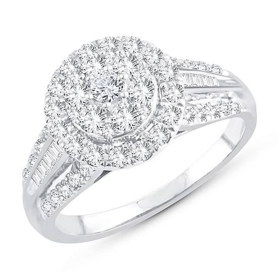 Womens 1 CT. T.W. Natural White Diamond 10K Gold Round Engagement Ring