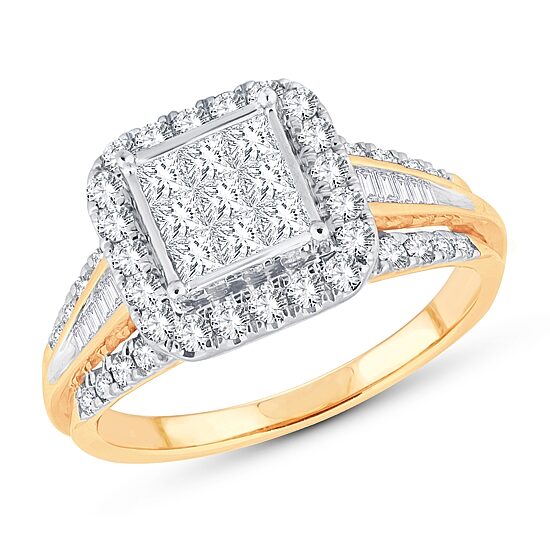 Womens 1 CT. T.W. Natural White Diamond 10K Gold Cushion Engagement Ring