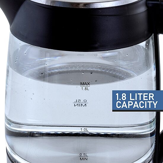 MegaChef 1.7 Quart Glass & Stainless Steel Electric Kettle