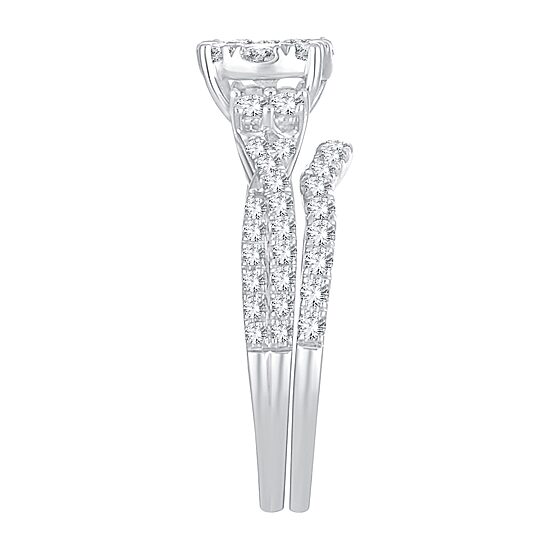 Womens 1 CT. T.W. Natural White Diamond 14K Gold Round Bridal Set