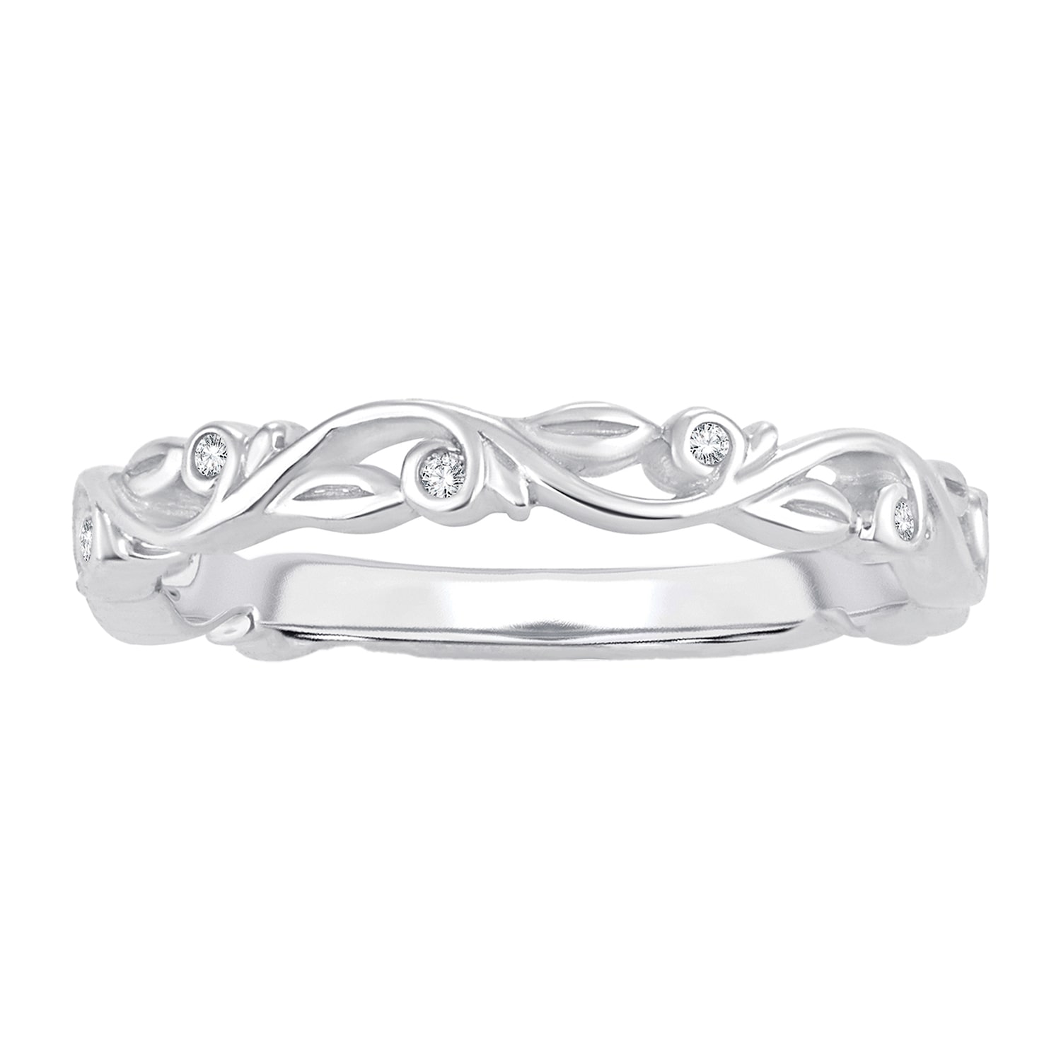 Diamond-Accent Wedding Band 10K or 14K White Gold