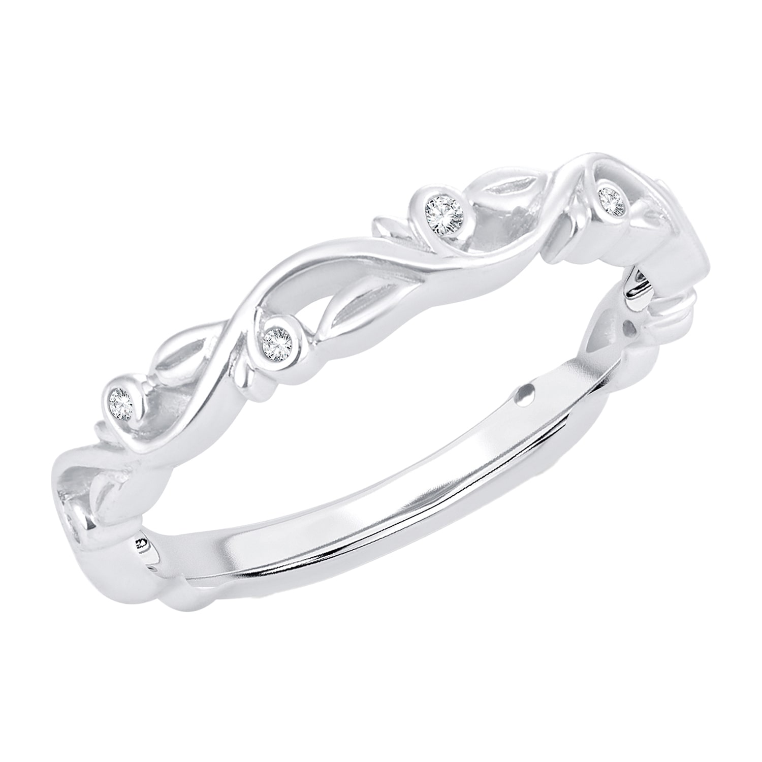 Diamond-Accent Wedding Band 10K or 14K White Gold
