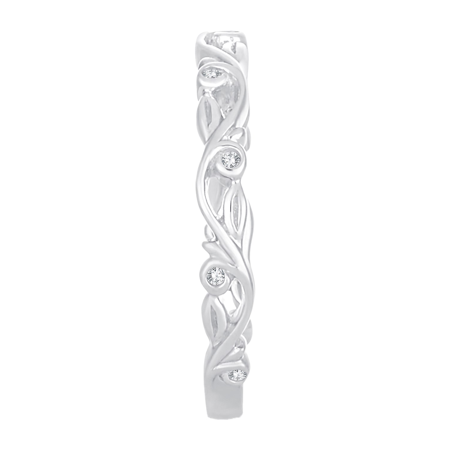 Diamond-Accent Wedding Band 10K or 14K White Gold