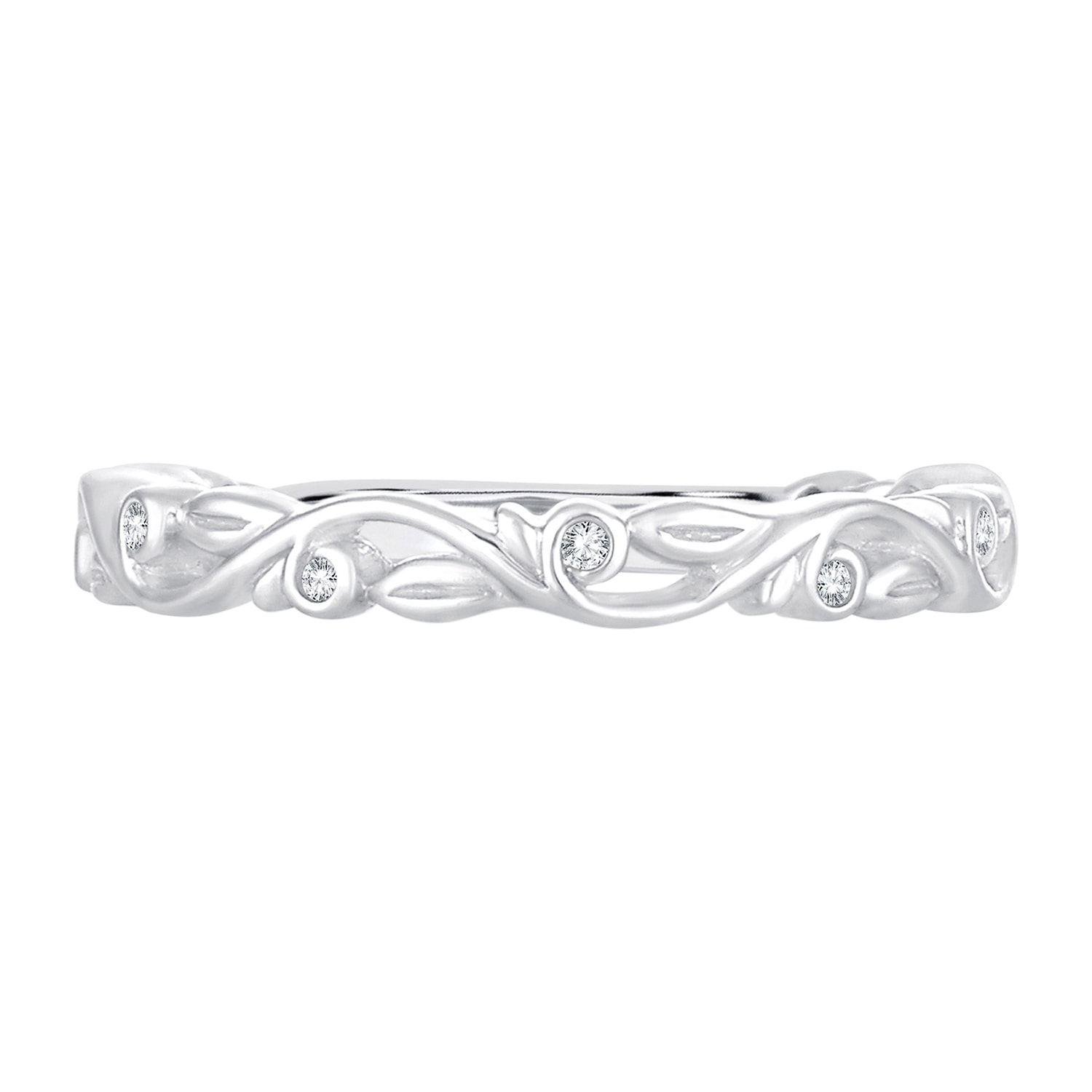 Diamond-Accent Wedding Band 10K or 14K White Gold