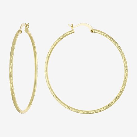 Silver Reflections Womens 24K Gold Over Brass 23mm Hoop Earrings