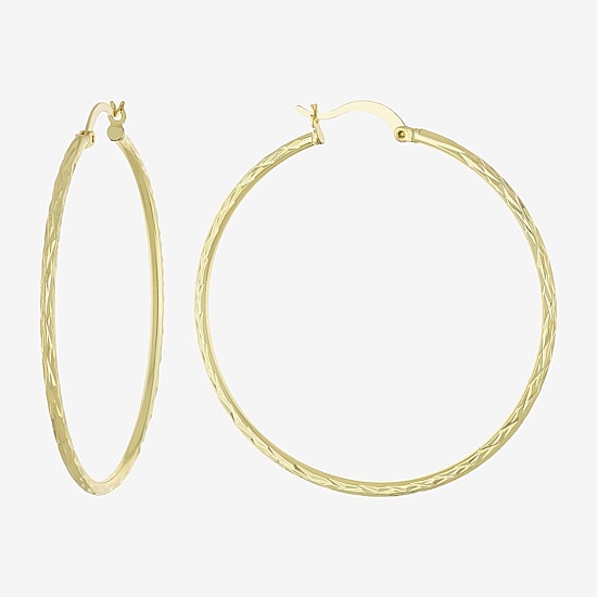 Silver Reflections 14K Gold Over Brass Hoop Earrings