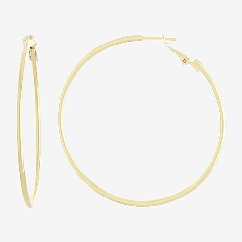 Silver Reflections 14K Gold Over Brass Hoop Earrings, One Size