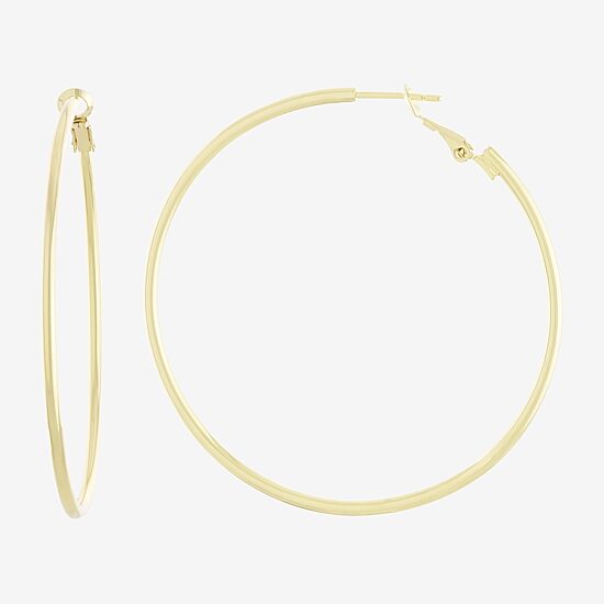 Silver Reflections 14K Gold Over Brass Hoop Earrings