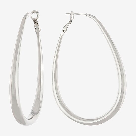 Silver Reflections Pure Silver Over Brass Hoop Earrings