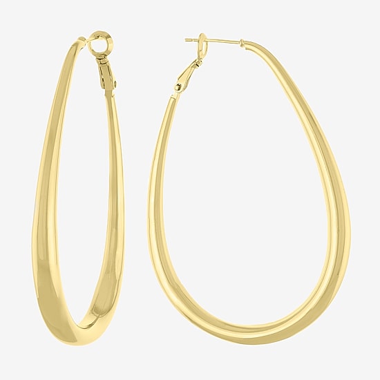 Silver Reflections 14K Gold Over Brass Hoop Earrings