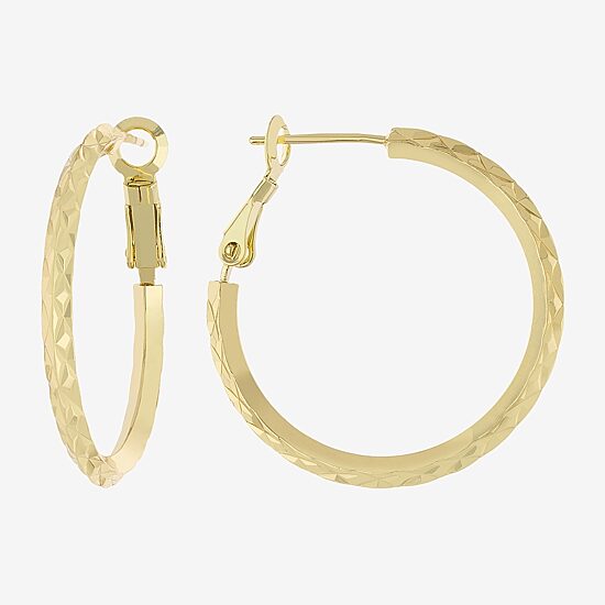 Silver Reflections 14K Gold Over Brass Hoop Earrings