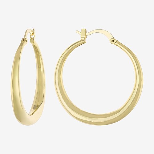 Silver Reflections 14K Gold Over Brass Hoop Earrings, One Size