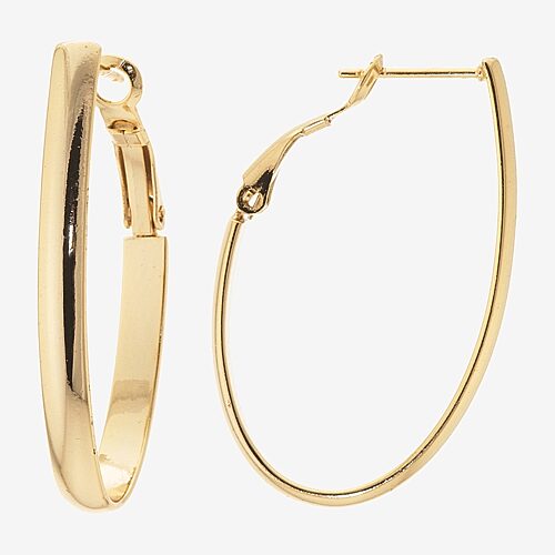 Silver Reflections 14K Gold Over Brass Hoop Earrings, One Size