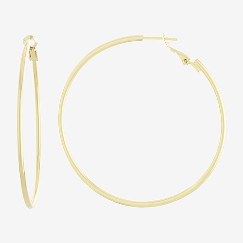 Silver Reflections 14K Gold Over Brass Hoop Earrings, One Size