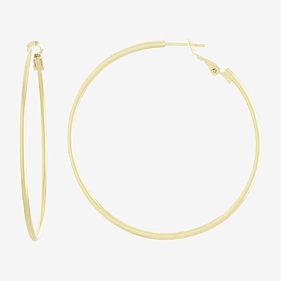  Silver Reflections 14K Gold Over Brass Hoop Earrings