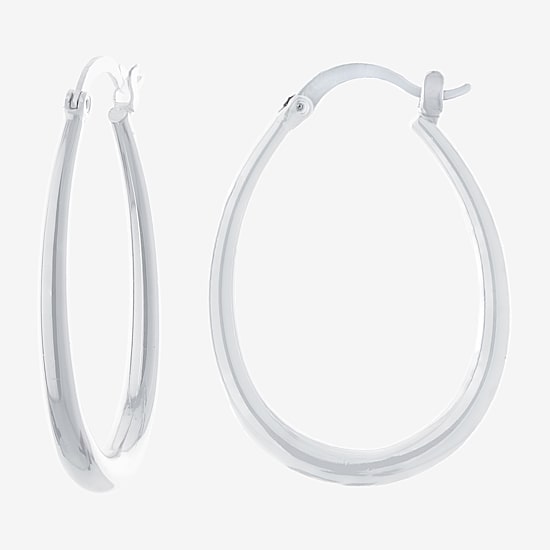 Silver Reflections Pure Silver Over Brass Hoop Earrings