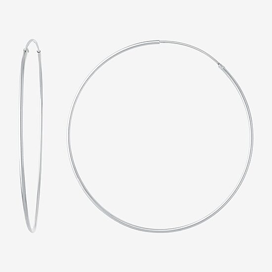 Silver Reflections Pure Silver Over Brass Hoop Earrings