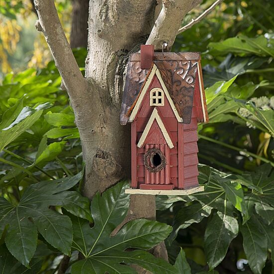 Glitzhome 12in Distressed Wood Bird House