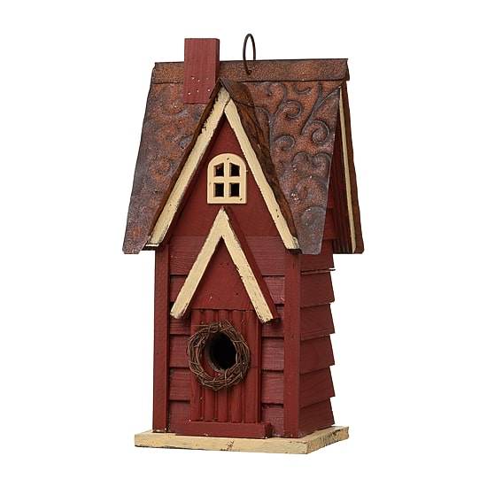 Glitzhome 12in Distressed Wood Bird House