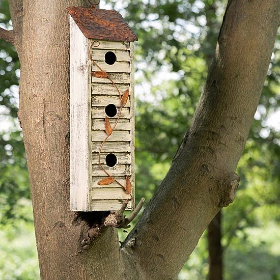 Glitzhome 18in Distressed Solid Wood Bird House