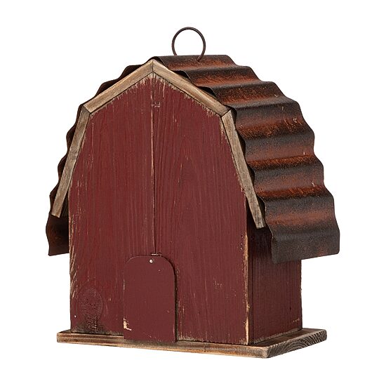 Glitzhome 10.25in Rustic Solid Wood Barn Bird House