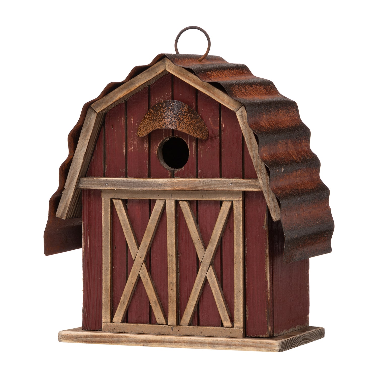Glitzhome 10.25in Rustic Solid Wood Barn Bird House