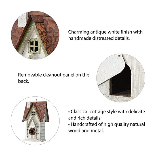 Glitzhome 12in Distressed Solid Wood Bird House