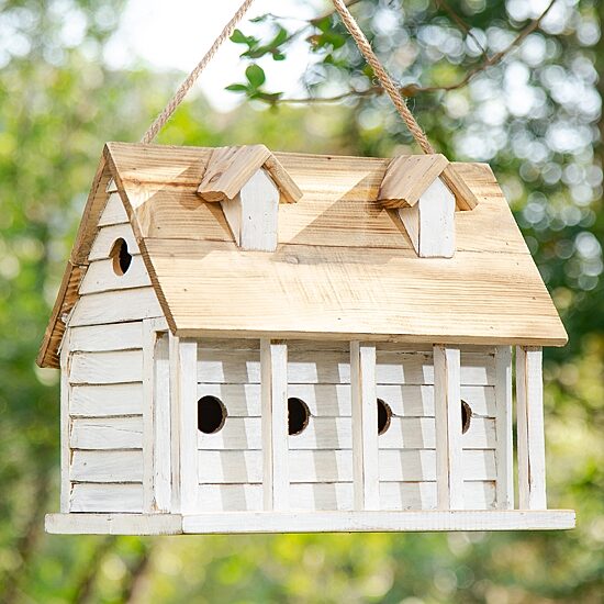 Glitzhome 14.25in Distressed Solid Wood Bird House