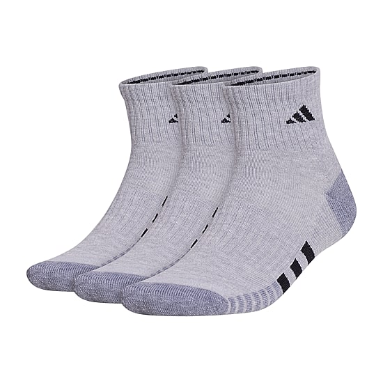 adidas Cushioned Mens 3 Pair Quarter Ankle Socks