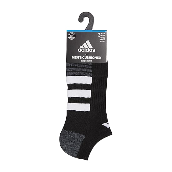 adidas Cushioned Mens 3 Pair No Show Socks