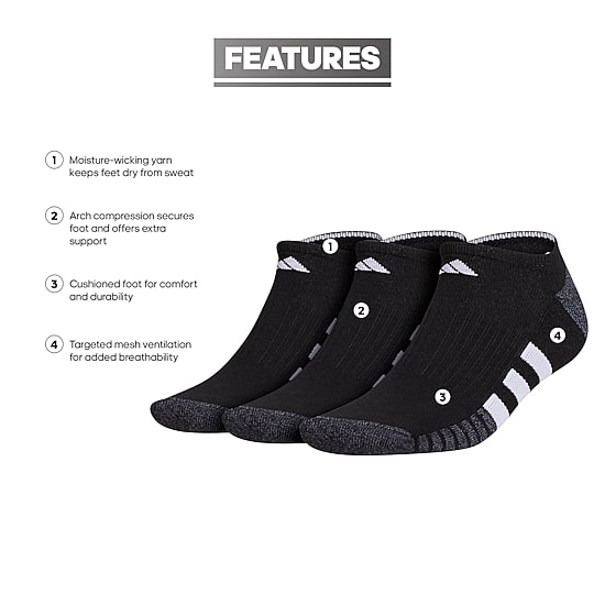 adidas Cushioned Mens 3 Pair No Show Socks