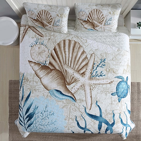 Caribbean Joe Coastal Print 3-pc. Quilt Set