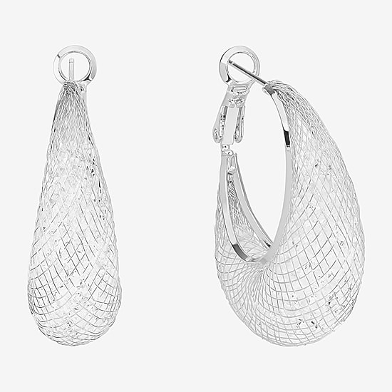 Sparkle Allure Womens Crystal 31.4mm Hoop Earrings