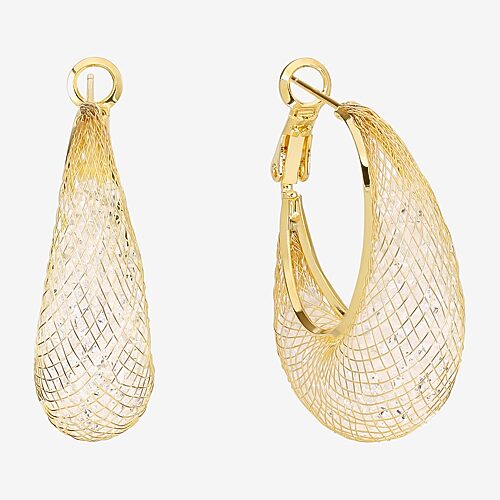 Sparkle Allure Womens Crystal 14K Gold Over Brass 31.4mm Hoop Earrings, One Size