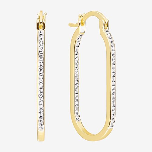 Sparkle Allure Womens Cubic Zirconia 14K Gold Over Brass 37.1mm Hoop Earrings, One Size