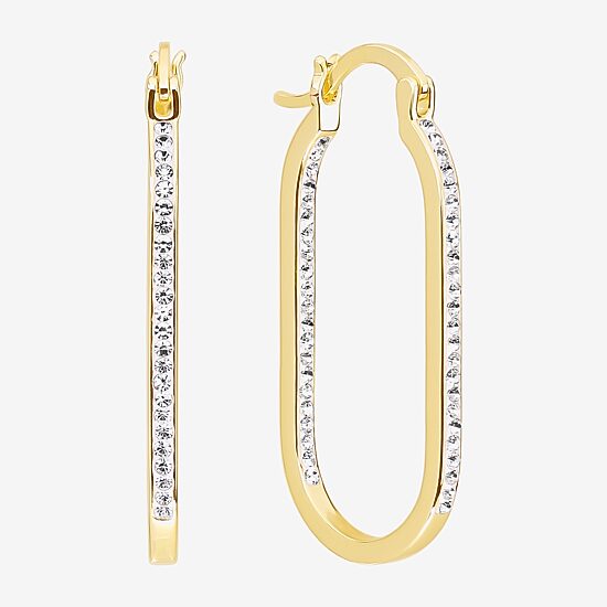 Sparkle Allure Womens Cubic Zirconia 14K Gold Over Brass 37.1mm Hoop Earrings