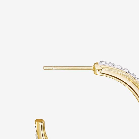 Sparkle Allure Womens Cubic Zirconia 14K Gold Over Brass 25.1mm Hoop Earrings