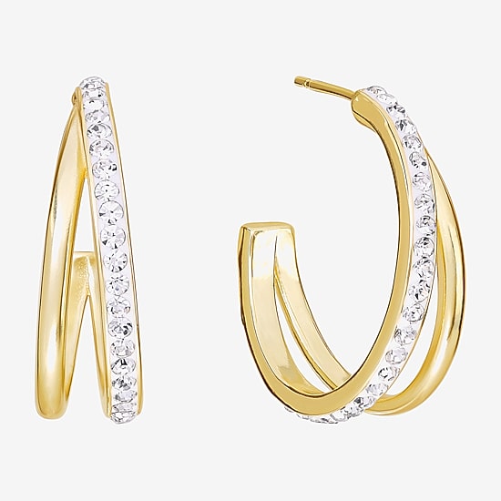 Sparkle Allure Womens Cubic Zirconia 14K Gold Over Brass 25.1mm Hoop Earrings