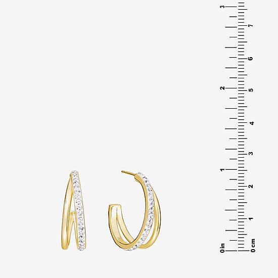 Sparkle Allure Womens Cubic Zirconia 14K Gold Over Brass 25.1mm Hoop Earrings