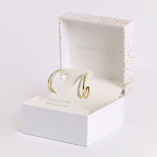Sparkle Allure Womens Cubic Zirconia 14K Gold Over Brass 25.1mm Hoop Earrings