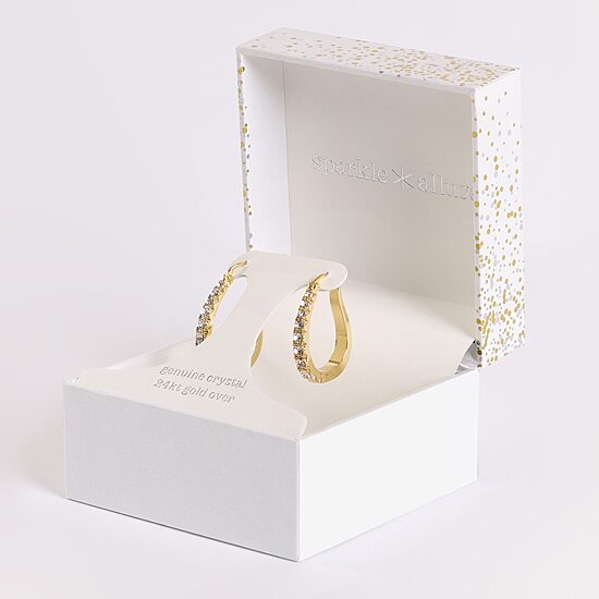 Sparkle Allure Womens Cubic Zirconia 14K Gold Over Brass 27.4mm Hoop Earrings