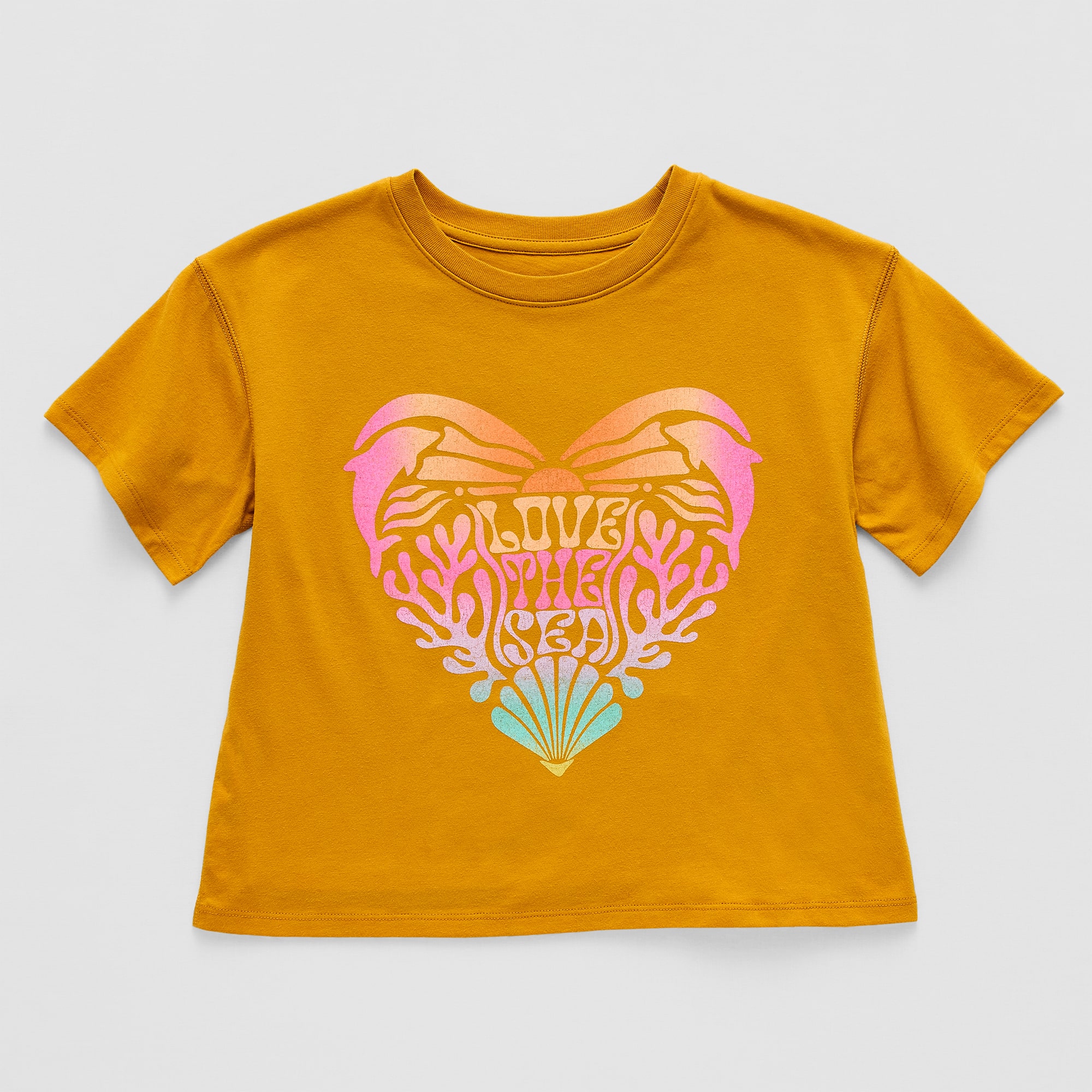 Thereabouts Little & Big Kid Girls Hidden Access Opening Crew Neck Short Sleeve Adaptive Boxy Fit Graphic T-Shirt