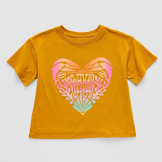 Thereabouts Little & Big Kid Girls Hidden Access Opening Crew Neck Short Sleeve Adaptive Boxy Fit Graphic T-Shirt