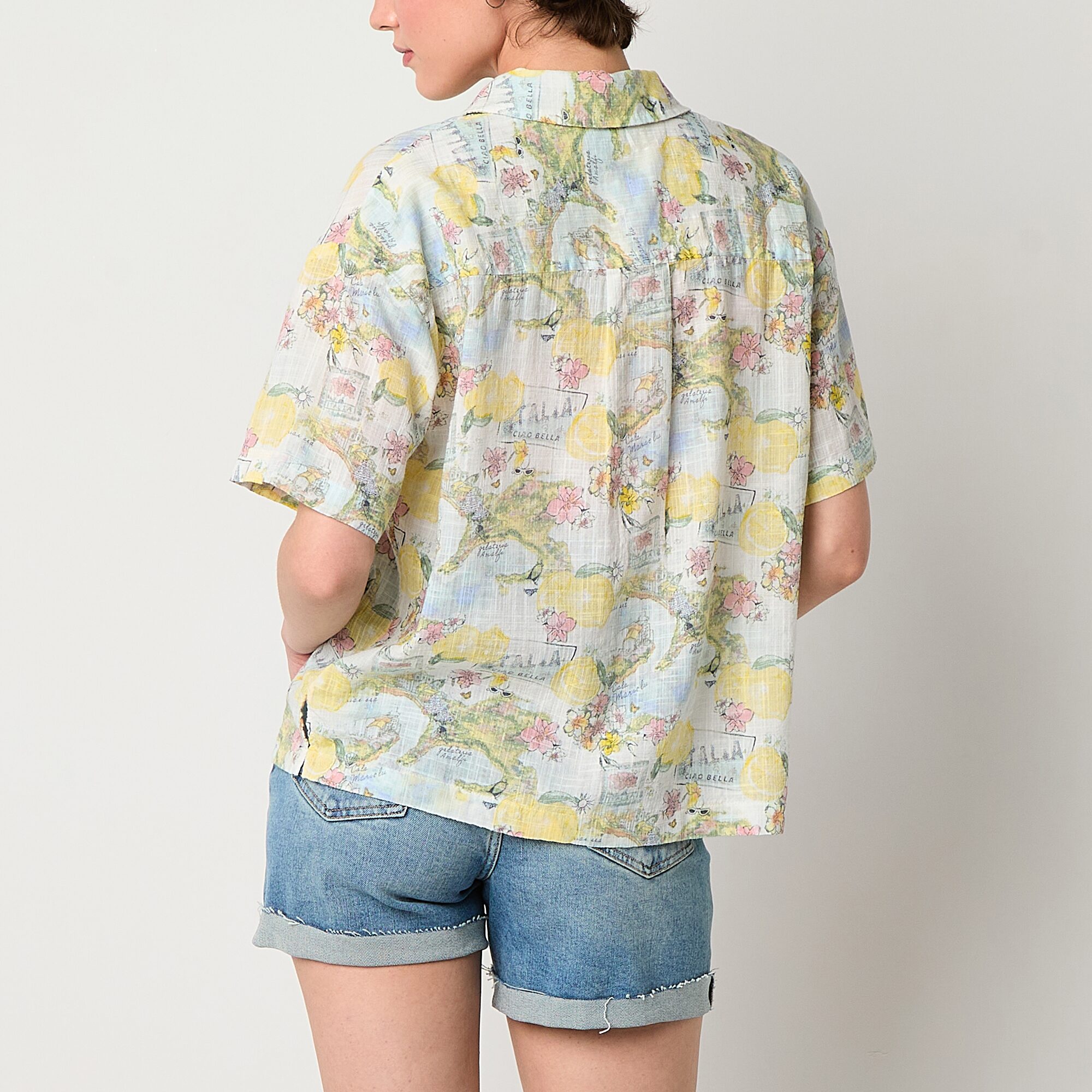Arizona Womens Juniors Short Sleeve Camp Shirt