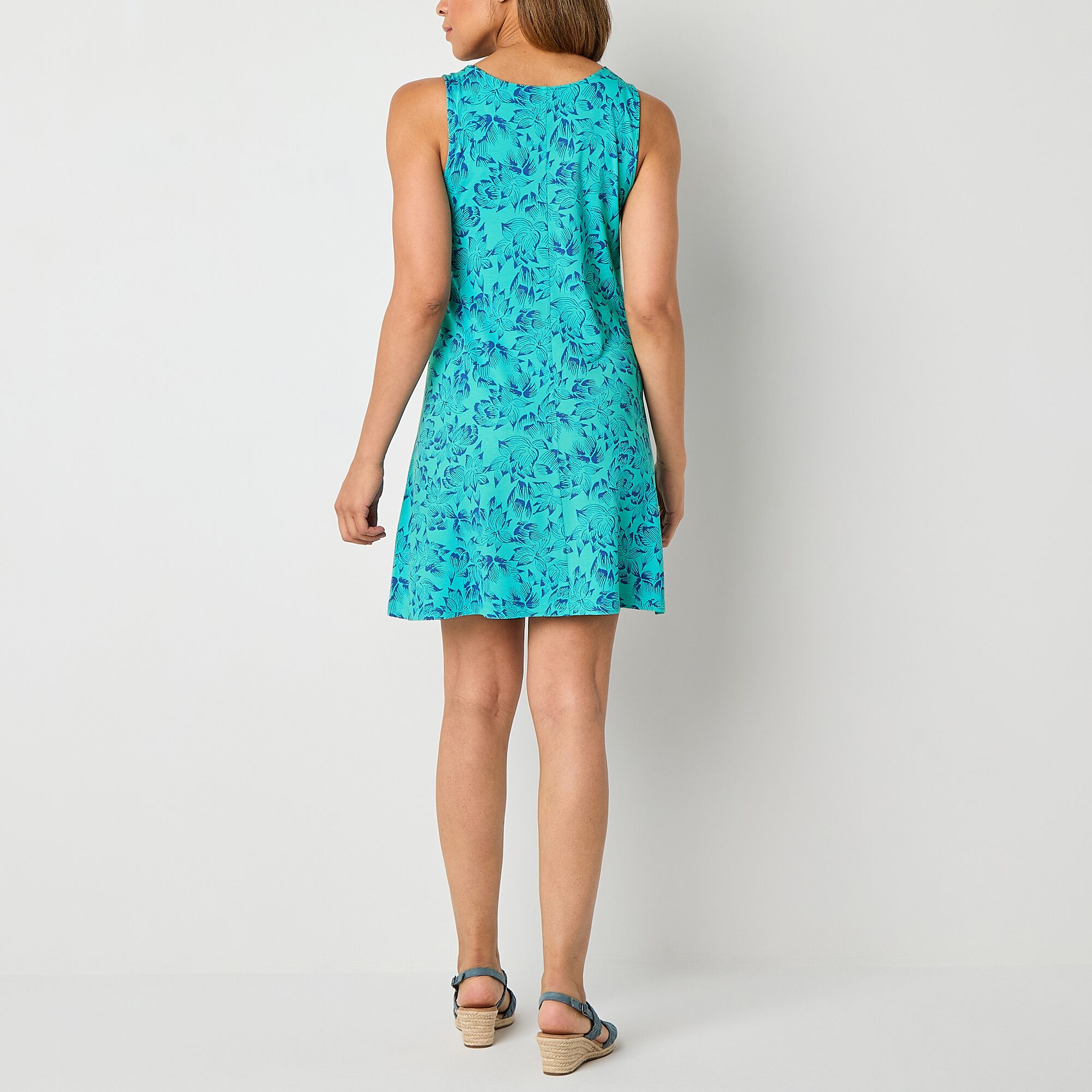 St. John's Bay Womens Sleeveless Floral Midi Swing Dresses